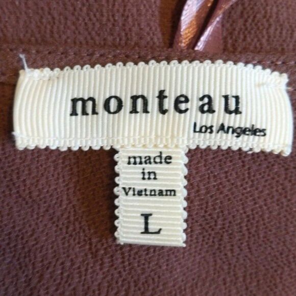 5/$55 - Monteau Los Angeles dusty rose crepe poly/spandex sleeveless jumpsuit L - Picture 4 of 5